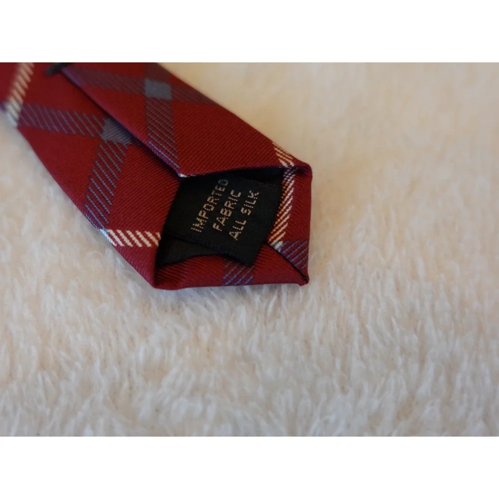 WOODWARD Men's Tie Silk Golf Sport Red‎ Blue 90s Vintage Necktie Bagger Plaid